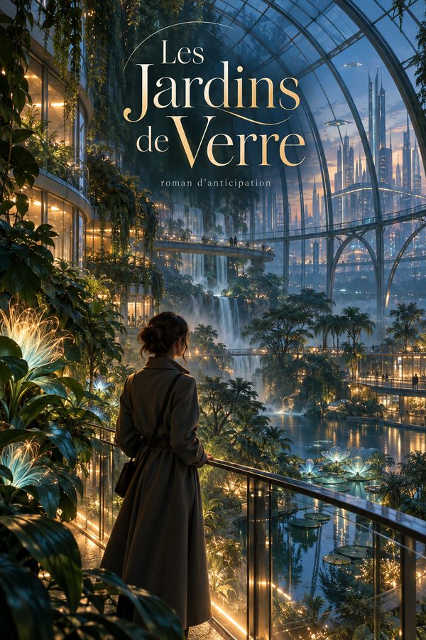 Cover “Les Jardins de Verre”, created in AI Studio