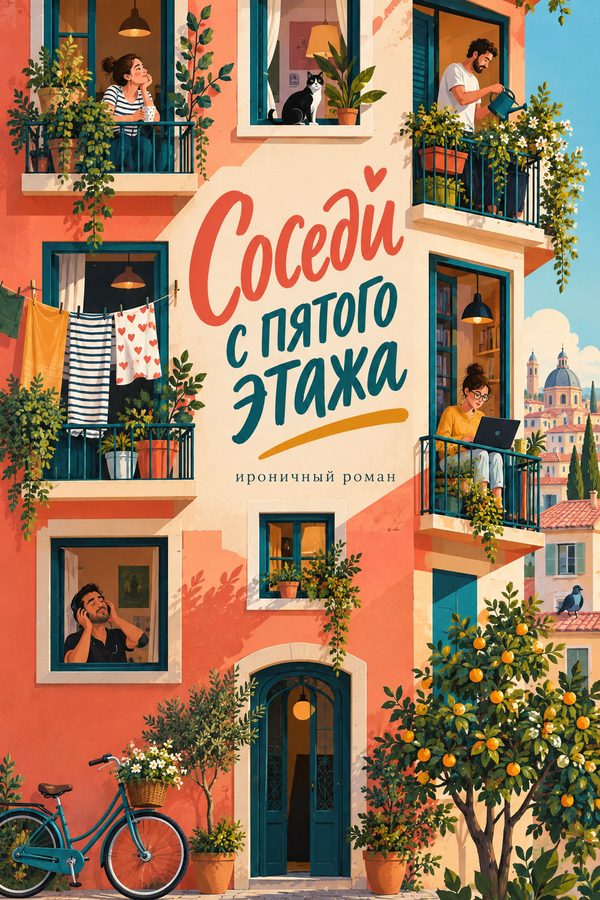 Cover “Соседи с пятого этажа” (Neighbours from the Fifth Floor), created in AI Studio